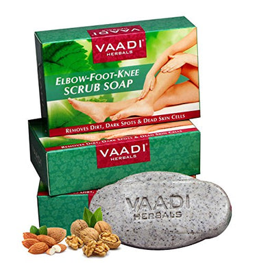 Vaadi Herbals Assorted Facial Bars, 25g (Pack of 5) and Vaadi Herbals Elbow Foot Knee Scrub Soap with Almond and Walnut Scrub, 75g x 3